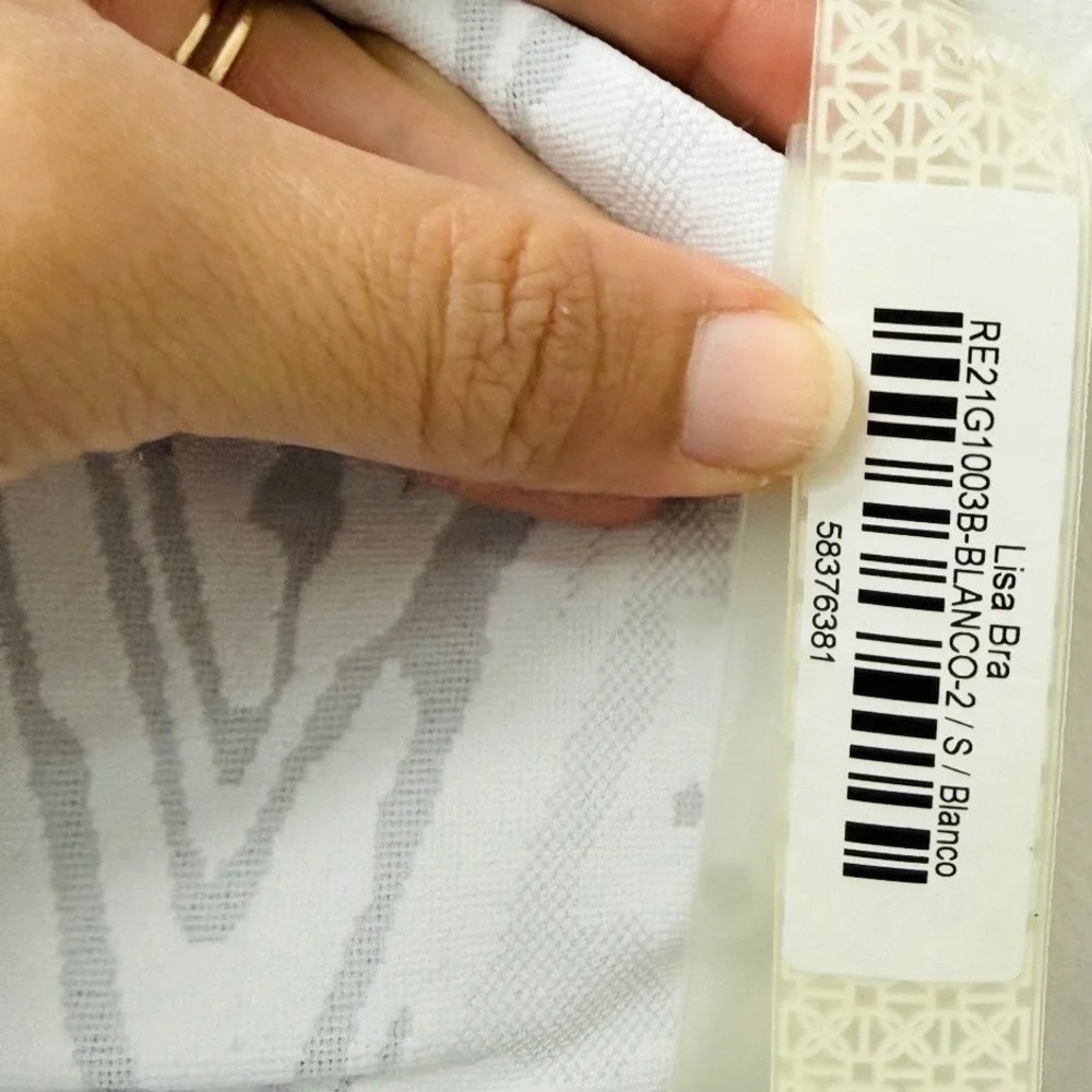 Devon Windsor Lisa Bra Blanco White Grey Zebra Jacquard Sports Bra Small NEW - Picture 6 of 6